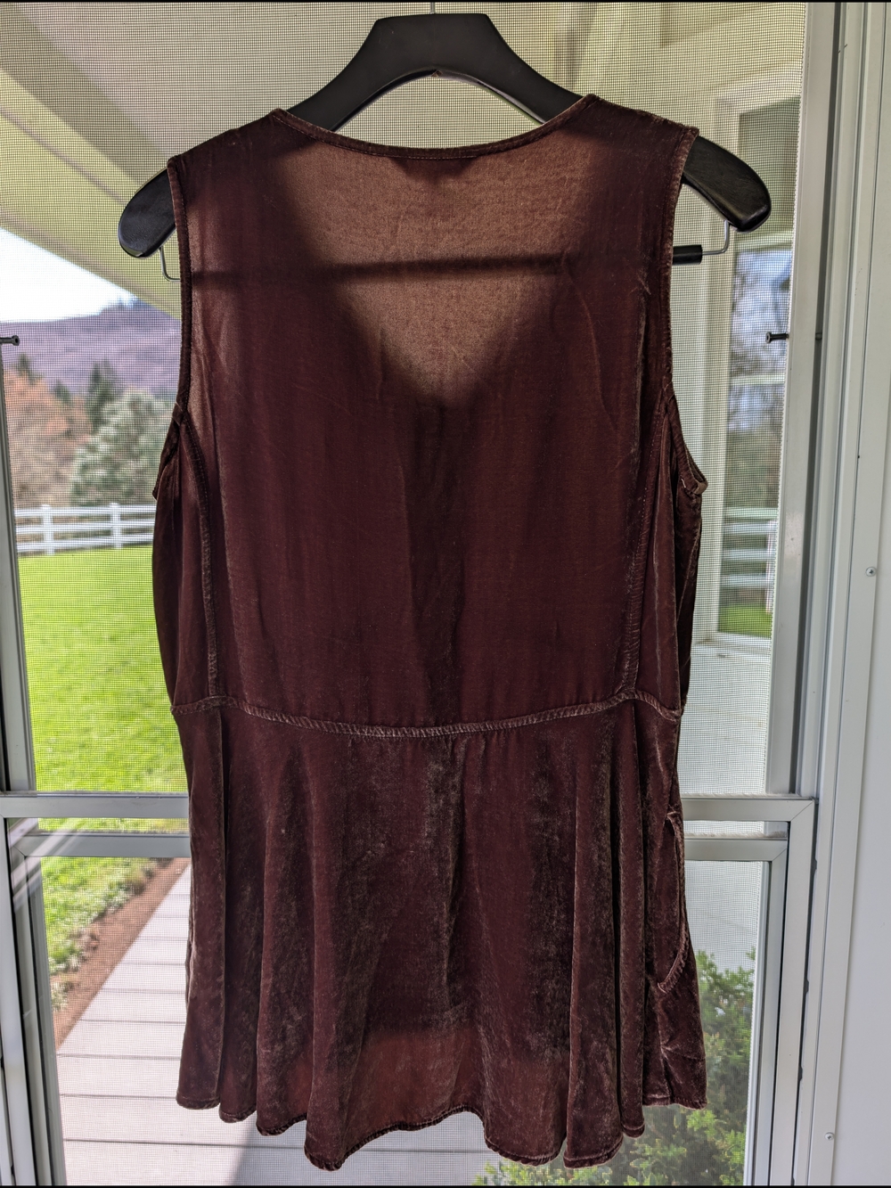 Kleen Silk Blend Velvet Sleeveless Button Front Tunic Top Brown Size S - Picture 2 of 4